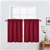 LinTimes Tende oscuranti natalizie corte lunghe 61 cm, 2 pannelli, decorazione natalizia, blocco della luce, oscuranti, tende per camper per piccole finestre da cucina, vino rosso