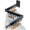 YUNISS Stendibiancheria da Parete Pieghevole, 3 Braccia in Alluminio da 129 cm con 18 Ganci, Girevole a 360° per Interno/Esterno (Balcone, Lavanderia, Bagno) -Nero