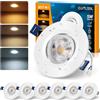 COTLEDL Faretti LED da Incasso per Cartongesso Orientabili, 5W 500LM Faretti LED Soffitto Incasso 3000K/4000K/6500K, Foro Ø65-80mm, IP44 Faretto Interno per Bagno Soggiorno Cucina, Set da 6