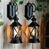 TRIROCKS Set di 2 Sconce Metalliche a Batteria 26 cm Alte, Lampade Decorative Senza Fili con Luci LED Edison per Decorazioni Casa, Giardino, Matrimonio (Nere)