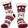 BenSorts Calzini invernali da donna spessi con pinze antiscivolo caldi calzini pelosi regali di Natale, Rosso Natale, M