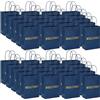 Jexine 100 sacchetti regalo di benvenuto sfusi, 15,9 x 7,9 x 20,9 cm, in carta kraft, con manici, per matrimoni, benvenuti, hotel, ospiti, shopping al dettaglio, forniture per feste di compleanno (blu navy)