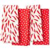 Kate Spade New York Set di 4 asciugamani da cucina Hot Hot Hot Peperoni e Spring Time Dot, assorbenti, 100% cotone, rosso/rosa, 43,2 x 71,1 cm