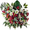 DRW Centro Fiori Artificiali Cimitero, Santi, Chiese, Anniversari, Cerimonie, Matrimoni Orchidee e Gerbere 64x90x30 cm, Poliestere, Colore Fucsia e Bianco