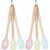 KitchenCraft Sweetly Does It Set di 6 Piccole Spatole da Cucina con Teste in Silicone e Manici in Legno, 20,5 cm - Multicolore con Disegno a Cuore
