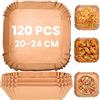 KitchenBoss Carta per Friggitrice ad Aria: 120 Pezzi Carta Forno Per Friggitrice ad Aria Quadrata 20-24cm Antiaderente Impermeabile Antiolio Air Fryer Accessori per Air Fryer Forno Padelle Microonde
