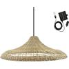 Lumisky FREYA LARGE SOLAR - Lampada a sospensione solare in erba marina con cavo ibrido di rete e solare 5 m di lunghezza