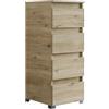 Mama Store CASSETTIERA 40 cm 4 CASSETTI, Quercia Naturale, L.42 X P.44 X H.103 cm