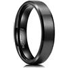 King Will BASIC - Anello in acciaio INOX placcato nero, 8 mm, finitura opaca e bordo smussato lucido, con incisione laser I Love You