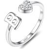 JeweBella Anelli Donna Argento 925 con Iniziale A-Z Anello Cuore Regolabili | Anello di Promessa Fidanzamento Fedi Nuziali Anelli Mignolo Pollice Donna Ragazza Gioielli con Scatola Regalo
