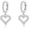 SLUYNZ Orecchini a cerchio in argento Sterling 925 con cuore a forma di cuore per donna amore cuore huggie orecchini goccia, SMALL, Argento sterling, Zirconia cubica