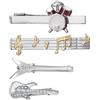 RunootPR Set di fermacravatta musica argento clip cravatta personalizzato per uomo gioielli regalo, 5.5cm, Ottone, Nessuna pietra preziosa