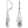 Bling Jewelry Orecchini pendenti con nodo d'amore irlandese, castone ovale, pietra semipreziosa ametista viola, nodo celtico per donne e adolescenti in argento sterling .925 con chiusura a leva.