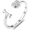 JeweBella Anelli Donna Argento 925 con Iniziale A-Z Anello Cuore Regolabili | Anello di Promessa Fidanzamento Fedi Nuziali Anelli Mignolo Pollice Donna Ragazza Gioielli con Scatola Regalo