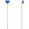 Aka Gioielli® - Orecchini Pendenti a Catenella con Cuore Azzurro in Argento 925 Placcato Oro 18K, Orecchini Infilatori Saliscendi Donna e Ragazza