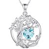 FANCIME Albero della vita Baum des Lebens Geburtstein Halskette Sterling Silber Anhänger Geburtstein Kette Edelstein Jahrestag Geburtstag Schmuck Weihnachten Geschenke für Damen Mama Ihre Frau