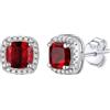 Bestyle Orecchini Argento S925 Pietra Preziosa Altamente Trasparenti Scintillanti Orecchini Quadrati Colorata Circondata Zirconi Bianchi Granato Ametista