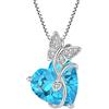 FJ Collana Farfalla Donna in Argento Sterling 925 Ciondolo Cuore Collane Acquamarina Marzo Pietra Portafortuna Gioielli per Donna Amiche Moglie Mamma