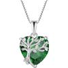 FJ Collana Albero della Vita per Donna Argento Sterling 925 Ciondolo Cuore Collana Smeraldo Gioielli Pietre Portafortuna Maggio per Donna