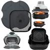 VINATO Set Accessori per Ninja Crispi, 4 Pezzi con Fogli in Silicone (3.8L & 1.4L), Paraspruzzi & Sottopentola, per Friggitrice ad Aria, Compatibile con FN101