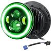 Willpower 1x Fari LED 7 Pollici 50W 5000lm, Faro a Led Bianco + Verde, Rotonda Luci Fuoristrada DRL HI LO Fascio Anteriore Faro Lampada per Wrangler JK TJ LJ CJ Auto Hummer Moto