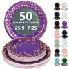 Nkaiso 50 Pezzi Viola Oro Piatti di Carta, 25 x 23cm & 25 x 18cm Piatti Monouso, Stoviglie per Feste usa e Getta Eleganti per Compleanno, Nuziale Doccia, Fidanzamento, Matrimoni
