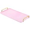 PATIKIL Vassoio Servizio Plastica 16.1 x 8.7 con Manici Dorati Rosa | Vassoio Rettangolare, Riutilizzabile, per Dolci Caffè Tè, Tavolo Soggiorno Cucina Piano Lavoro