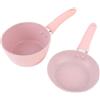 Tomotato 2 Pezzi/set Composto da Padella e Casseruola, Pentolino Leggero Antiaderente con Manico Rimovibile, Set di Pentole Rosa per Cucinare Zuppe, Latte, Uova e Pasta