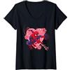 Marvel Donna Marvel Spider-Man Cuori e fiori per San Valentino Maglietta con Collo a V