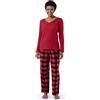 Fruit of the Loom Pigiama da Donna con Motivo a Nido d'Ape e Flanella, Radiant Red/Buffalo Check, L