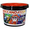 BANDAI - Meccano Junior Barile 150 pezzi - Kit di Costruzione 5 Modelli, 2 attrezzi, istruzioni, secchio con manico - Kit Attività assemblaggio giocattoli e veicoli - Giocattolo Bambini 5+ - APM19103