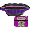 Planta Color Marsupio Hippie in tessuto con portamonete in pelle artigianale con simboli andini e albero della vita | Marsupio unisex per il giorno per giorno., Rosa, Hippie
