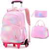 Voici et Voila Regali Scolastici 4 Sets Zaino Ruote per Bambini Elementare Scuola Ragazza Trolley Borsa Viaggio Zainetti per Bambini Cartella Scuola Ragazzi 32x18x45cm