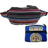 Planta Color Marsupio Hippie in tessuto con portamonete in pelle artigianale con simboli andini e albero della vita | Marsupio unisex per il giorno per giorno., blu, Hippie