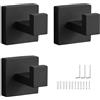 TIANLIN 3 Pezzi Ganci Accappatoio Bagno, Ganci per Accappatoio Doccia in Acciaio Inox Nero, Appendini da Muro Quadrati per Cucina e Camera