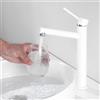 Tondiy Rubinetto Lavabo Alto Bianco, Angolo di Uscita Dell'acqua Umanizzato, Miscelatore Monocomando da Appoggio per Bagno, Acciaio Inox 304, Acqua Calda e Fredda, Aeratore Rimovibile