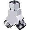 SagaSave Valvola deviatrice G1/2 in ottone, 3 vie Y forma/adattatore quadrato universale per sistema doccia a mano componente di ricambio deviatore rubinetto