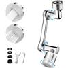 XINMENG Rubinetto rotante aeratore universale 1440° grande angolo girevole rubinetto gorgogliatore, filtro antispruzzo braccio robotico ugello acqua adattatore rubinetto girevole lavello spruzzatore per bagno