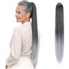 CAISHA 65cm Lunga Coda die Cavallo Kim Extensions Per I Capelli Con Coulisse Parrucche Donna Liscio Mix Grigio PH613