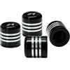 Simoni Racing CAPS/L Line, Cappucci Valvola Universali, Set Tappi per pneumatici Auto, in ABS Nero con Righe Cromate e Logo SR