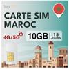 travSIM SIM Marocco di travSIM - 10GB 4G/LTE, 15 giorni - Solo dati prepagati per smartphone sbloccati, senza costi di roaming