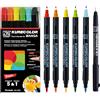 Kuretake Zig Cartoonist Kurecolor Fine&Brush Basic set, 5 colori con MANGAKA nero, pennarelli a doppia punta a base di alcool, per artisti, professionisti, realizzati in Giappone