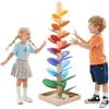 Strixorn Pista a sfera in legno, 72 cm, albero sonoro arcobaleno, giocattolo educativo per bambini con 10 palline arcobaleno, 8 livelli colorati, giocattolo creativo in legno per bambini 3-7 anni