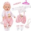 Xerteam Confezione da 6 vestiti per bambole da 35,6 a 45,7 cm, rosa con maglietta + tutina + copricapo + calzini + gruccia + ciondolo, vestiti per bambole da 43 cm, regalo