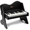 ZIPPY Tastiera Pianoforte per Bambini, 25 tasti digitale, volume regolabile, mini strumento educativo musicale, giocattolo in legno per ragazze e ragazzi. (Nero)