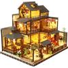Spilay Japanese Yaquan Courtyard Casa Miniatura DIY in Legno con Luce LED e Cover Antipolvere, Kit Casa delle Bambole Giapponese 3D Puzzle per Adulti, Decorazione Creativa