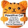 Joalpysm Gatto positivo, bambola di peluche lavorata a maglia con biglietto, supporto emotivo fatto a mano, animale all'uncinetto, per donne, ragazze, amiche, decorazione per feste, incoraggiamento
