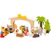 Jollix Presepe di Natale in legno dipinto a mano - 18 pezzi - con albero di Natale - presepe gioco per bambini - decorazione colorata e idea regalo - capanna con stella, Re Magi, Maria e Giuseppe