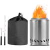 CAMPORG Mini braciere per il giardino, senza fumo, camino da tavolo, per esterni, piccolo braciere ideale per barbecue, pellet in legno, 14 cm x 20 cm, colore argento