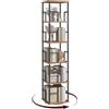 MAHANCRIS Libreria Girevole a 5 Livelli, Scaffale Angolare Indipendente, 360°, Stile Industriale, con Protezioni, per Soggiorno, Camera da Letto, Studio, Ufficio, Marrone Vintage e Nero ABKHR1601
